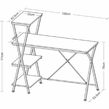 Стол на металлокаркасе BRABIX &quot;LOFT CD-004&quot;, 1200х535х1110 мм, 3 полки, цвет дуб натуральный, 641220 