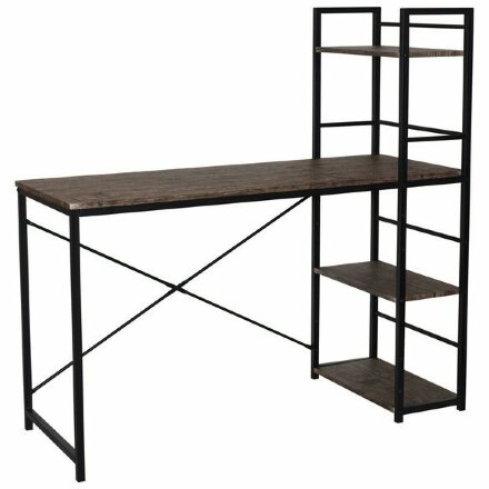 Стол на металлокаркасе BRABIX &quot;LOFT CD-005&quot;, 1200х520х1200 мм, 3 полки, цвет морёный дуб, 641221 