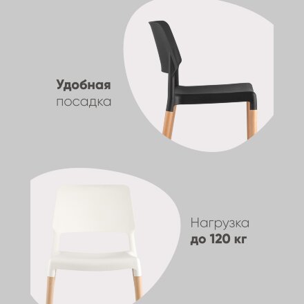 Стул BISTRO красный пластик ножки из дерева 