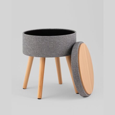 Пуф с ящиком Store Woody рогожка серая 