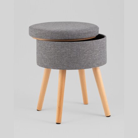 Пуф с ящиком Store Woody рогожка серая 