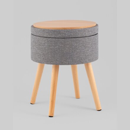Пуф с ящиком Store Woody рогожка серая 