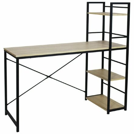 Стол на металлокаркасе BRABIX &quot;LOFT CD-005&quot;,1200х520х1200 мм, 3 полки, цвет дуб натуральный, 641223 