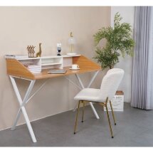 Компьютерный стол ORLA H475 Дуб натуральный / белый каркас M-city