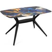 Стол стеклянный SHT-TU30-2/TT32 118/77 стекло / МДФ черный / синий сапфир