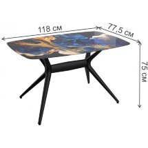Стол стеклянный SHT-TU30-2/TT32 118/77 стекло / МДФ черный / синий сапфир