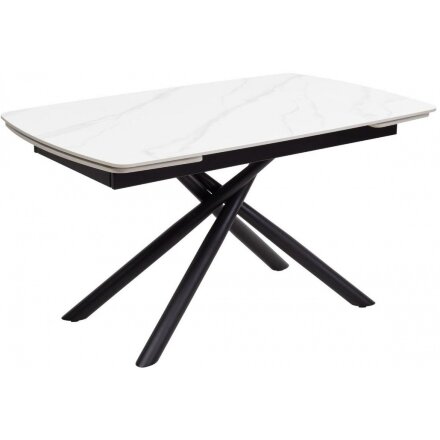 Стол Rivoli matt white marble sintered stone / black 