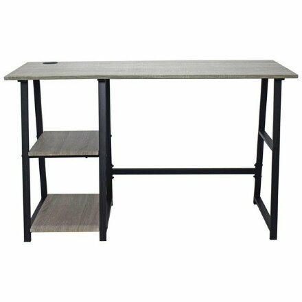 Стол на металлокаркасе BRABIX &quot;LOFT CD-006&quot;, 1200х500х730 мм, 2 полки, цвет дуб антик, 641225 