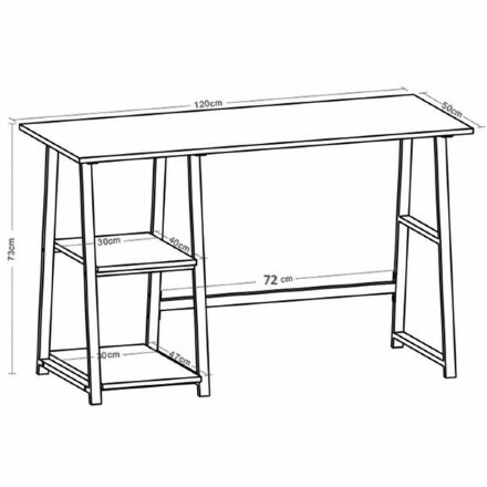 Стол на металлокаркасе BRABIX &quot;LOFT CD-006&quot;, 1200х500х730 мм, 2 полки, цвет дуб антик, 641225 
