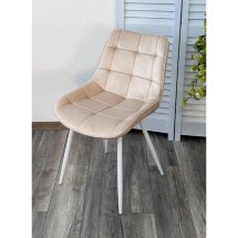 Стул MIAMI G062-03 светлый беж, велюр / белый каркас М-City