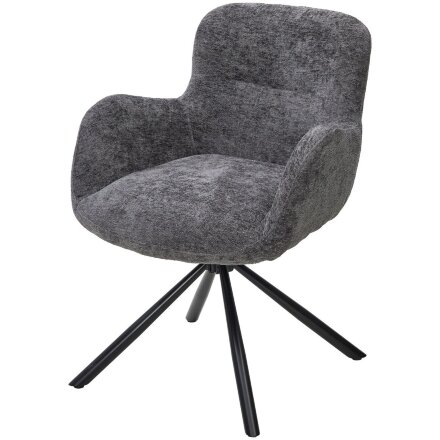Стул KAROL 180 град. поворот. 3018-19 темно-серый, шенилл/ черный каркас, ®DISAUR 