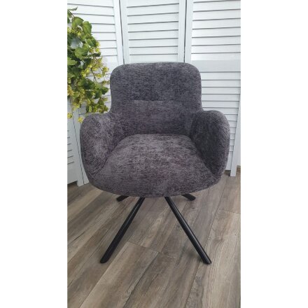 Стул KAROL 180 град. поворот. 3018-19 темно-серый, шенилл/ черный каркас, ®DISAUR 