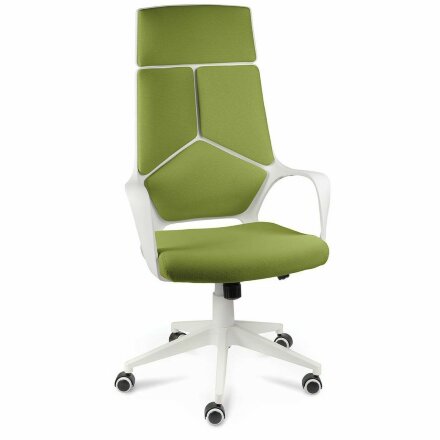 Кресло офисное / IQ / (White plastic green) белый пластик / зеленая ткань 