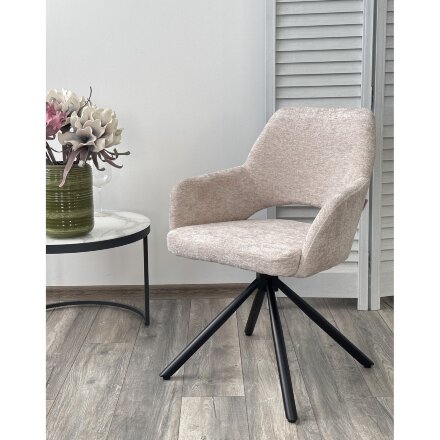 Стул NURI 180 град. поворот. 3018-10 бежевый, шенилл/ черный каркас, ®DISAUR 