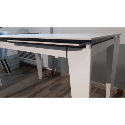 Стол DF511T matte white marble/white 1200(+500)*800   ЭКСКЛЮЗИВ (Образец из салона) 