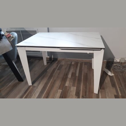 Стол DF511T matte white marble/white 1200(+500)*800   ЭКСКЛЮЗИВ (Образец из салона) 