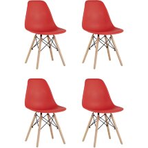 Стул Eames Style DSW красный x4 (разборный каркас)