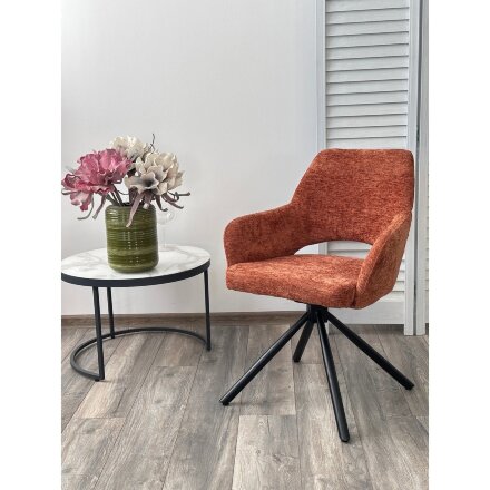 Стул NURI 180 град. поворот. 3018-09 терракотовый, шенилл/ черный каркас, ®DISAUR 
