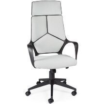 Кресло офисное / IQ / (black+grey) черный пластик / светло серая ткань