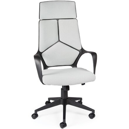 Кресло офисное / IQ / (black+grey) черный пластик / светло серая ткань 