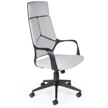 Кресло офисное / IQ / (black+grey) черный пластик / светло серая ткань