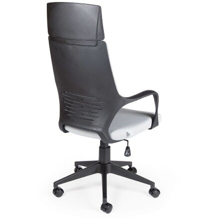 Кресло офисное / IQ / (black+grey) черный пластик / светло серая ткань 
