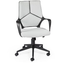 Кресло офисное / IQ / (black+grey) черный пластик / светло серая ткань