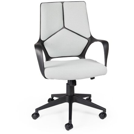 Кресло офисное / IQ / (black+grey) черный пластик / светло серая ткань 