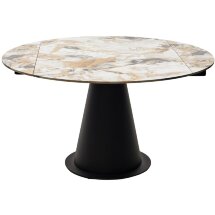 Стол TERAMO 135 GLOSS GRAND JADE SOLID CERAMIC, керамика, поворотн.механизм / Черный каркас, ®DISAUR