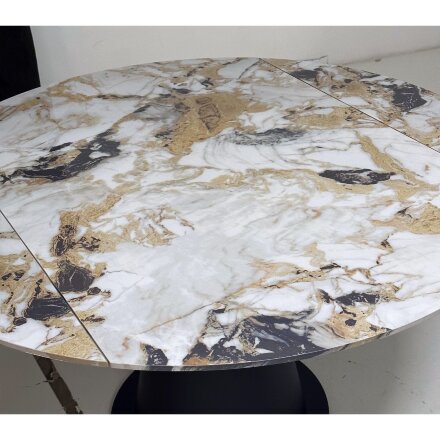 Стол TERAMO 135 GLOSS GRAND JADE SOLID CERAMIC, керамика, поворотн.механизм / Черный каркас, ®DISAUR 