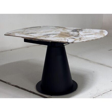 Стол TERAMO 135 GLOSS GRAND JADE SOLID CERAMIC, керамика, поворотн.механизм / Черный каркас, ®DISAUR 