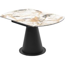 Стол TERAMO 135 GLOSS GRAND JADE SOLID CERAMIC, керамика, поворотн.механизм / Черный каркас, ®DISAUR