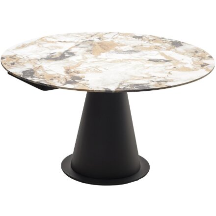 Стол TERAMO 135 GLOSS GRAND JADE SOLID CERAMIC, керамика, поворотн.механизм / Черный каркас, ®DISAUR 