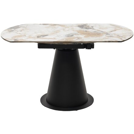 Стол TERAMO 135 GLOSS GRAND JADE SOLID CERAMIC, керамика, поворотн.механизм / Черный каркас, ®DISAUR 