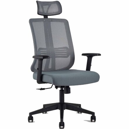 Компьютерное кресло Stool Group для руководителя TopChairs Post офисное серое обивка сетка ткань крестовина пластик 