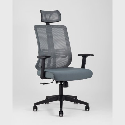 Компьютерное кресло Stool Group для руководителя TopChairs Post офисное серое обивка сетка ткань крестовина пластик 