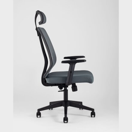 Компьютерное кресло Stool Group для руководителя TopChairs Post офисное серое обивка сетка ткань крестовина пластик 