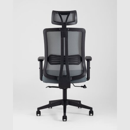 Компьютерное кресло Stool Group для руководителя TopChairs Post офисное серое обивка сетка ткань крестовина пластик 