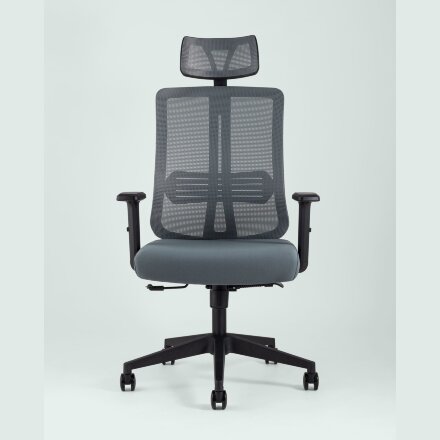 Компьютерное кресло Stool Group для руководителя TopChairs Post офисное серое обивка сетка ткань крестовина пластик 