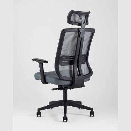 Компьютерное кресло Stool Group для руководителя TopChairs Post офисное серое обивка сетка ткань крестовина пластик 