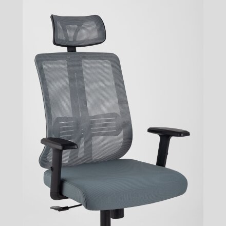 Компьютерное кресло Stool Group для руководителя TopChairs Post офисное серое обивка сетка ткань крестовина пластик 