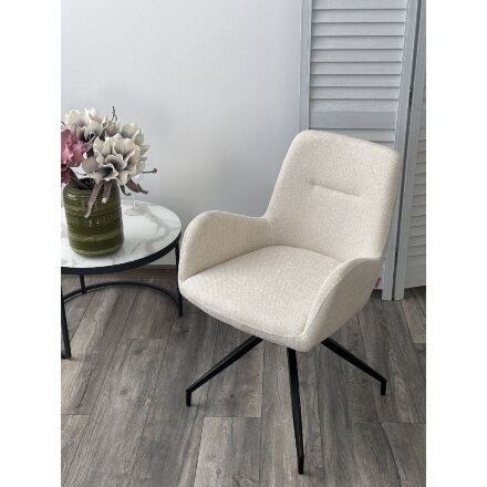 Стул NIKO 180 град. поворот. UF885-2 кремовый, ткань/ черный каркас, ®DISAUR 