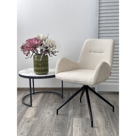 Стул NIKO 180 град. поворот. UF885-2 кремовый, ткань/ черный каркас, ®DISAUR 