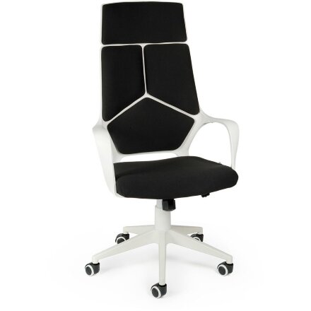 Кресло офисное / IQ / (white+black) белый пластик / черная ткань 