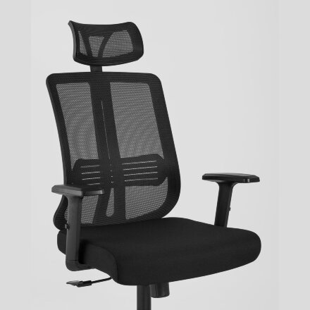 Компьютерное кресло TopChairs для руководителя TopChairs Post офисное черное обивка сетка ткань крестовина пластик 