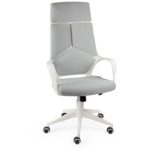 Кресло офисное / IQ / (white+grey) белый пластик / серая ткань