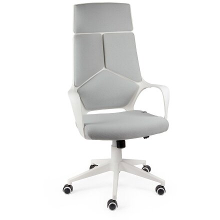 Кресло офисное / IQ / (white+grey) белый пластик / серая ткань 