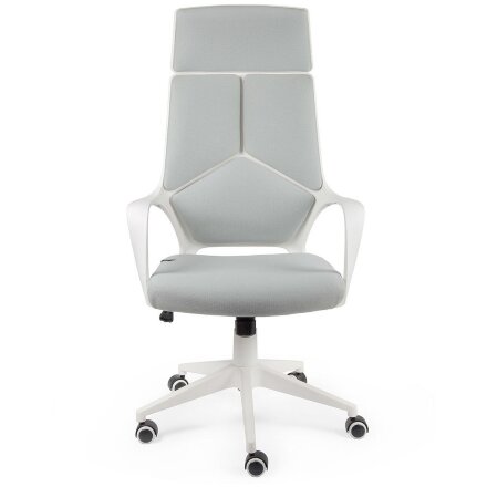 Кресло офисное / IQ / (white+grey) белый пластик / серая ткань 