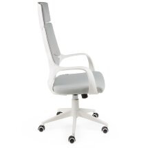 Кресло офисное / IQ / (white+grey) белый пластик / серая ткань