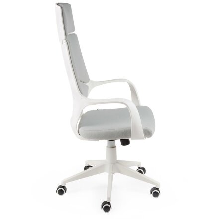 Кресло офисное / IQ / (white+grey) белый пластик / серая ткань 